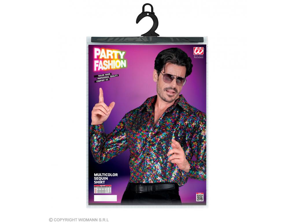 Party csillogó ing színes mintás férfi jelmez