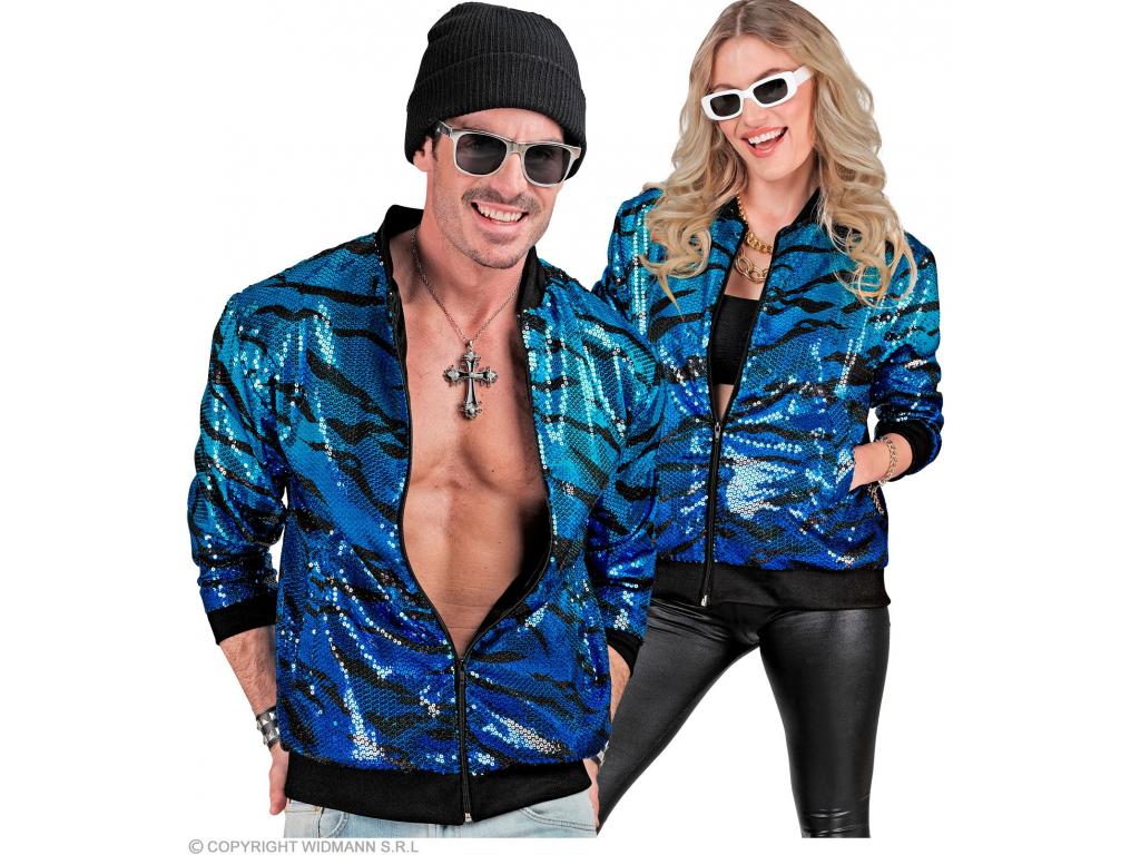 Party kabát csillogó felső kék hullám mintás unisex felnőtt jelm