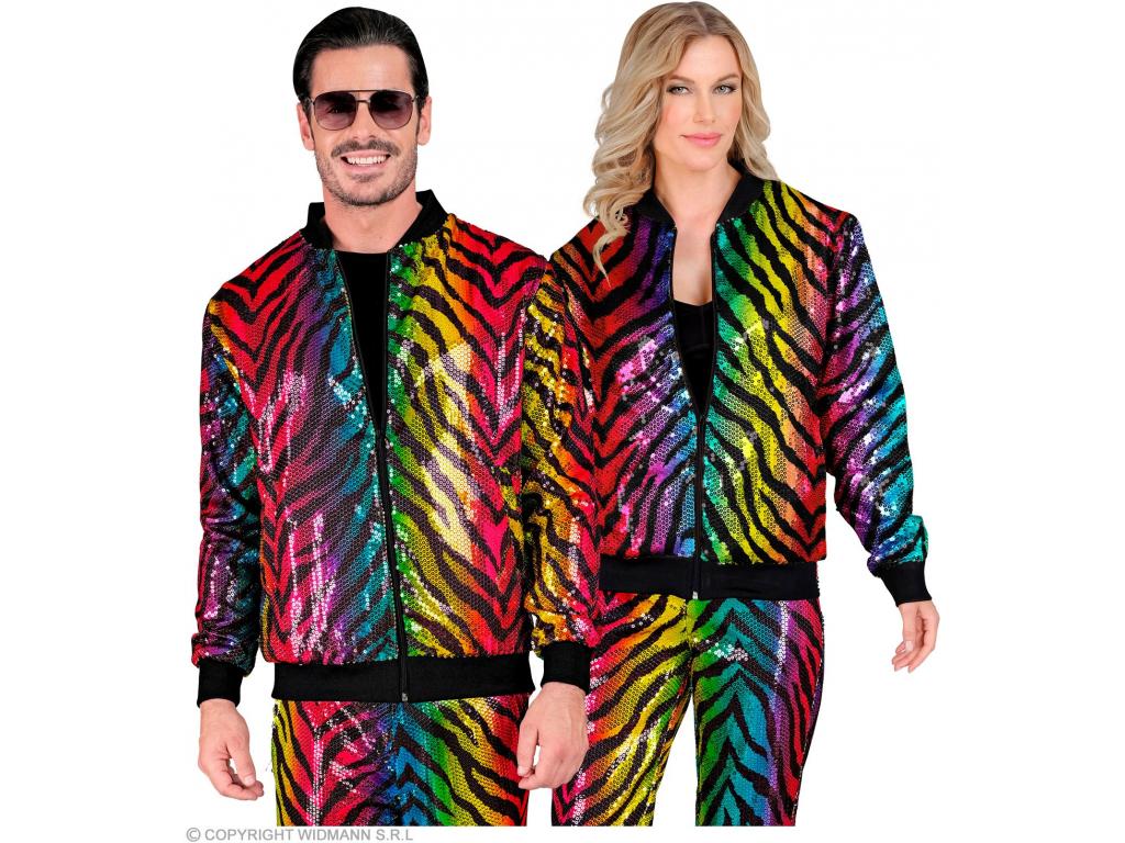 Party kabát csillogó felső tigris mintás színes unisex felnőtt j