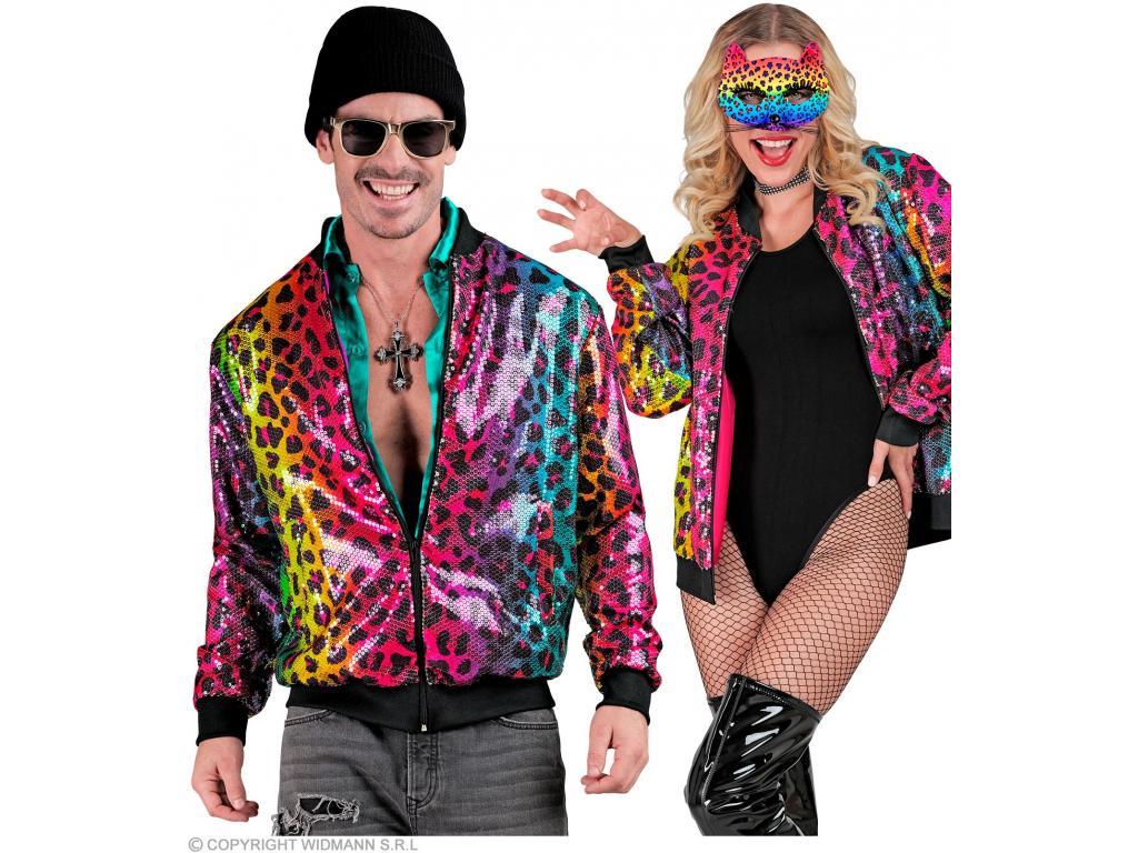 Party kabát csillogó felső leopárd mintás színes unisex felnőtt