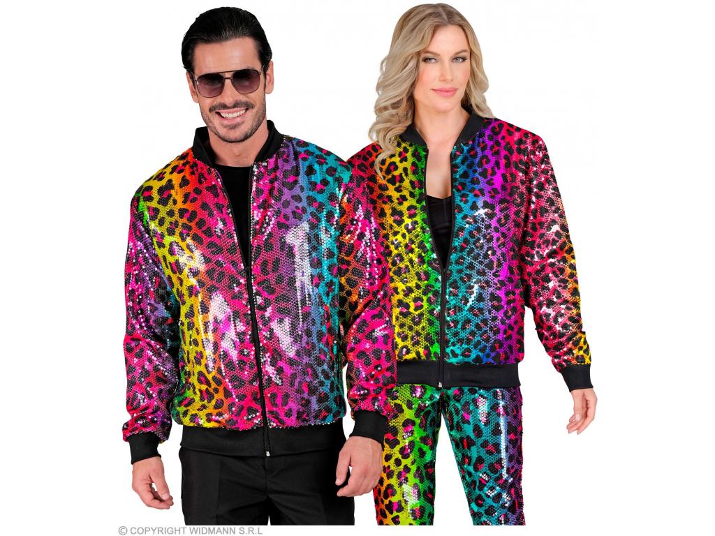 Party kabát csillogó felső leopárd mintás színes unisex felnőtt
