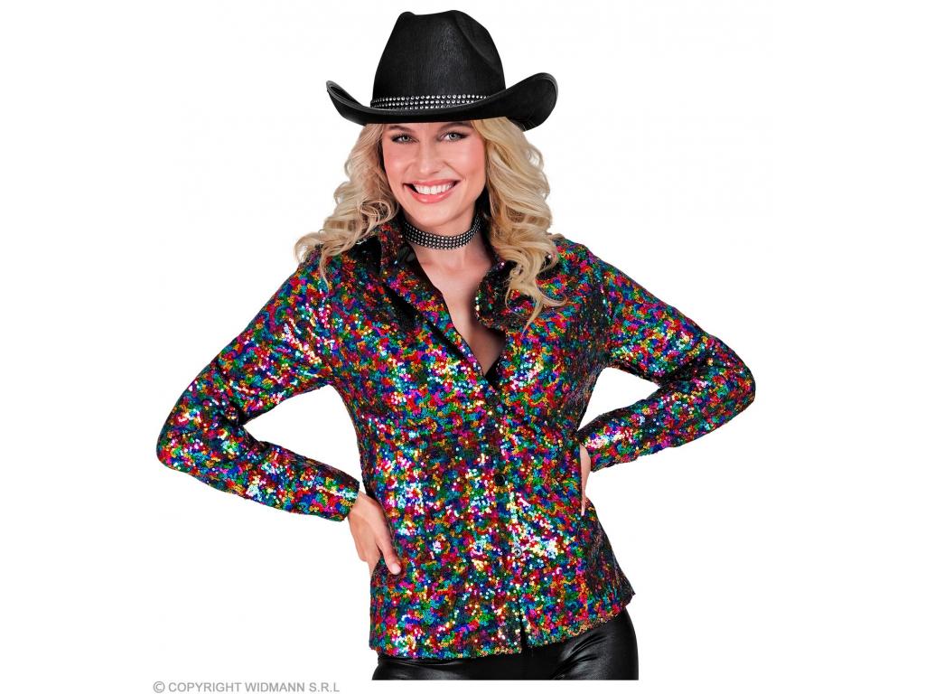 Party csillogó blúz színes mintás női jelmez