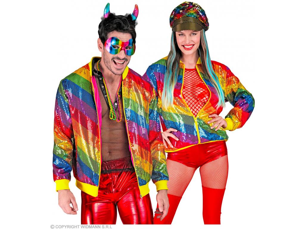 Party kabát csillogó felső szivárvány színű mintás unisex felnőt
