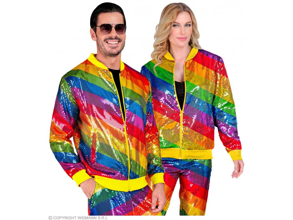 Party kabát csillogó felső szivárvány színű mintás unisex felnőt