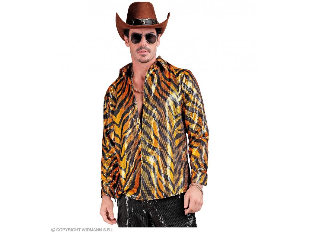 Party csillogó ing tigris mintás férfi jelmez