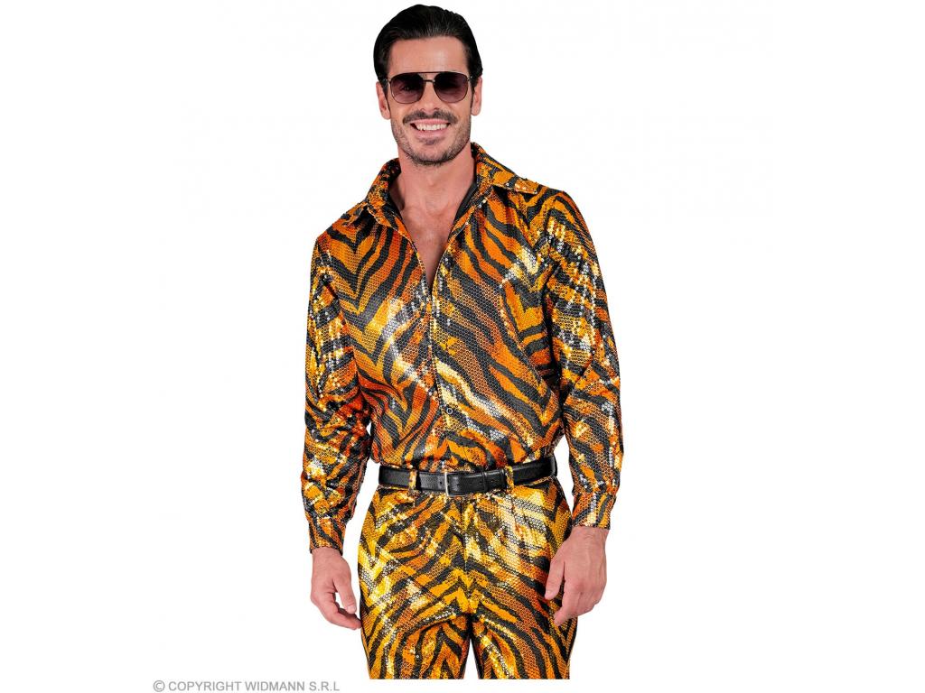 Party csillogó ing tigris mintás férfi jelmez