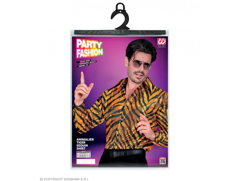 Party csillogó ing tigris mintás férfi jelmez