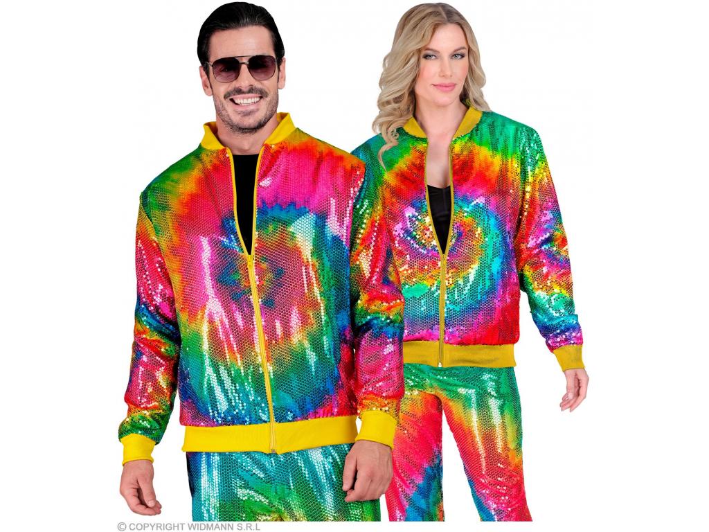 Party kabát csillogó felső Tie-Dye mintás unisex felnőtt jelmez