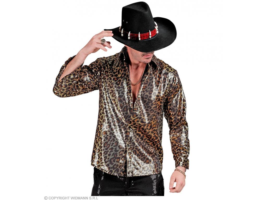 Party csillogó ing leopárd mintás férfi jelmez
