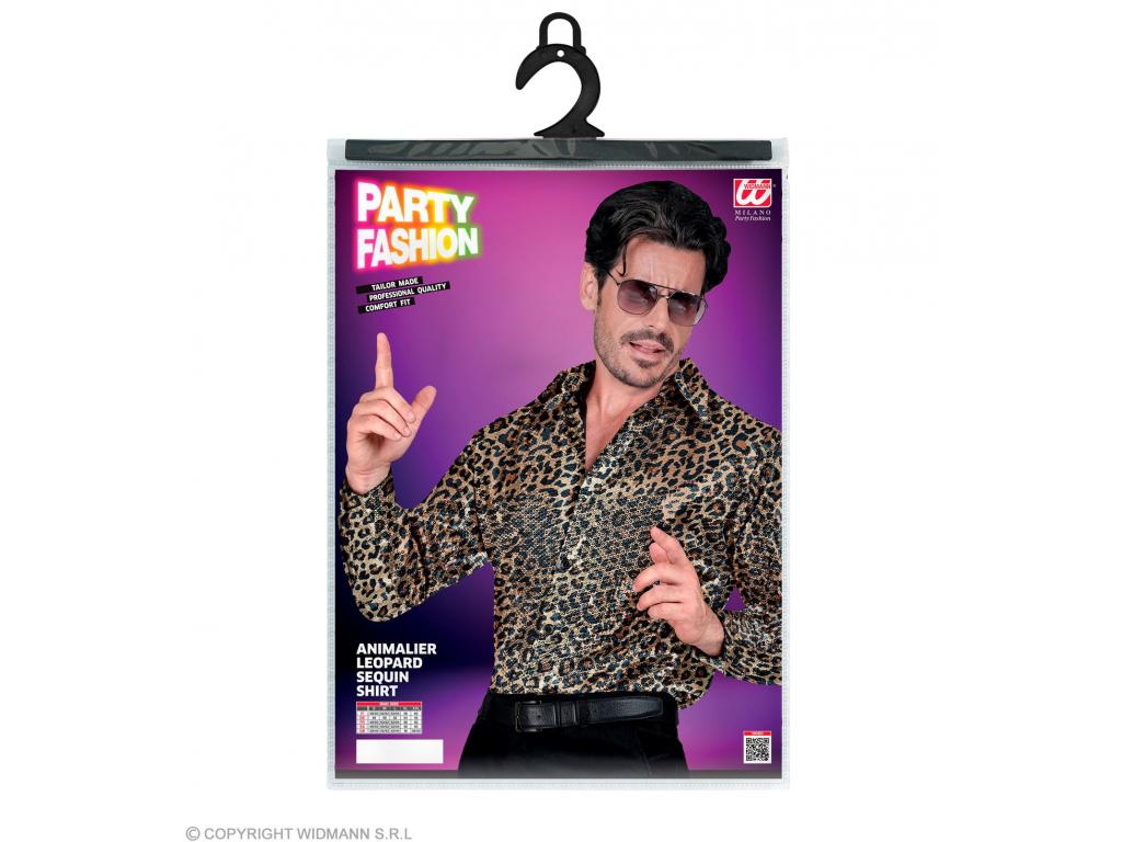 Party csillogó ing leopárd mintás férfi jelmez