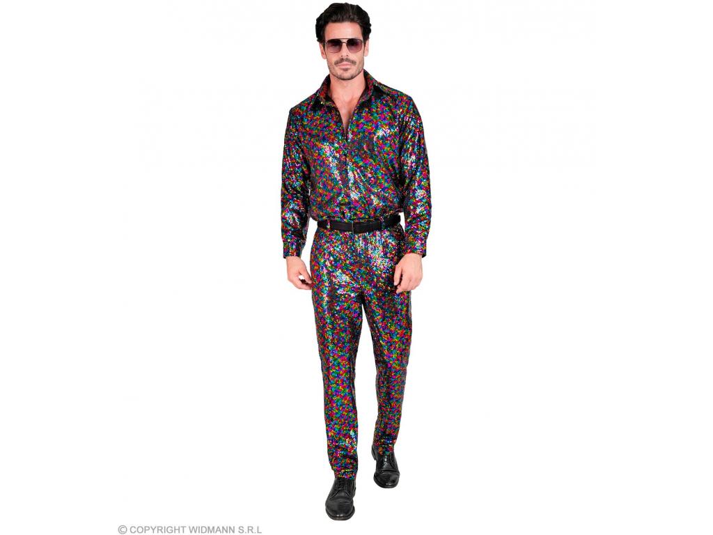 Party nadrág csillogó mintás színes férfi jelmez