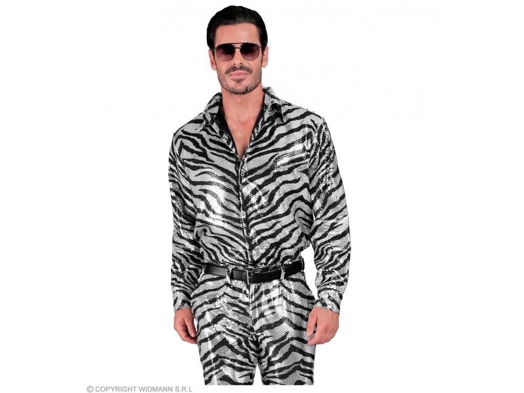 Party csillogó ing zebra csíkos férfi jelmez