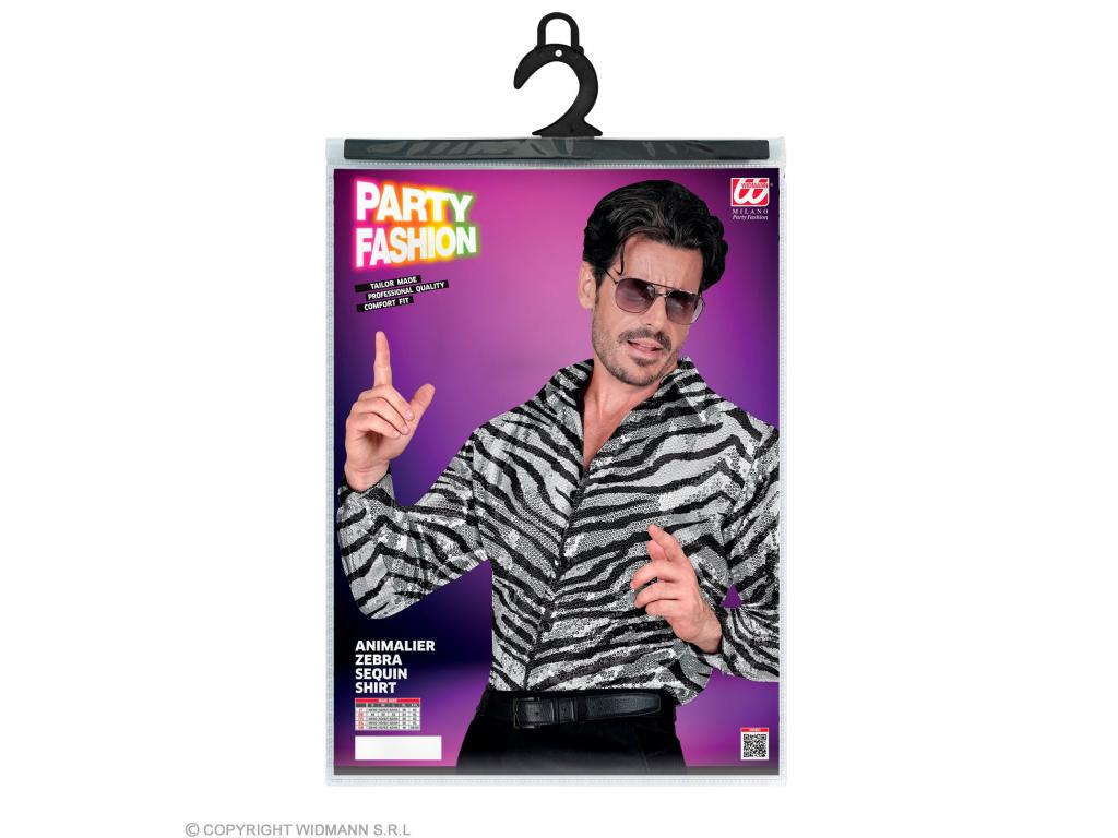 Party csillogó ing zebra csíkos férfi jelmez