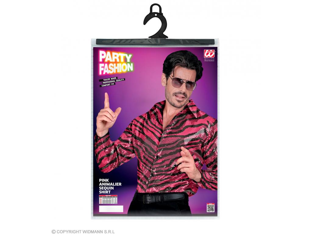 Party csillogó ing zebra mintás pink színű férfi jelmez