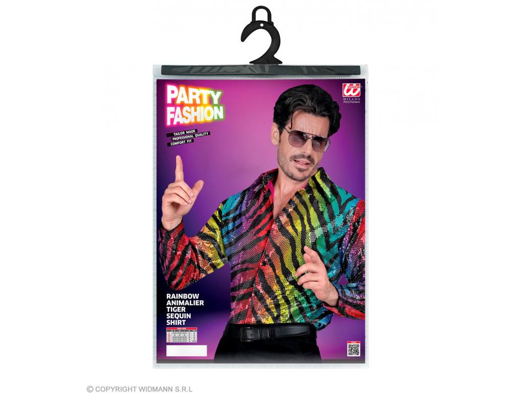 Party csillogó ing tigris mintás szivárvány színű férfi jelmez