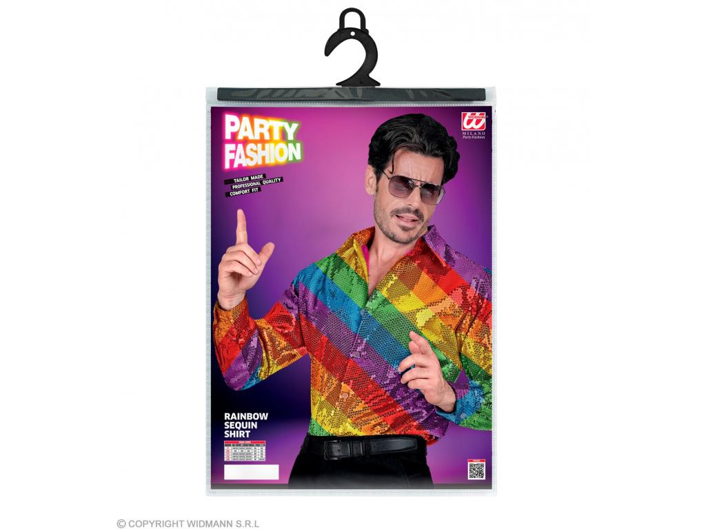 Party csillogó ing szivárvány mintás csíkos férfi jelmez