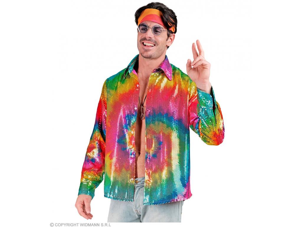 Party csillogó ing Tie-Dye mintás férfi jelmez