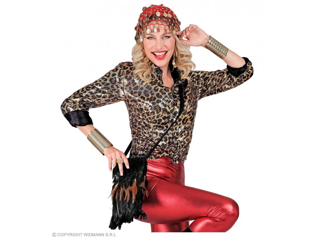 Party csillogó blúz leopárd mintás női jelmez