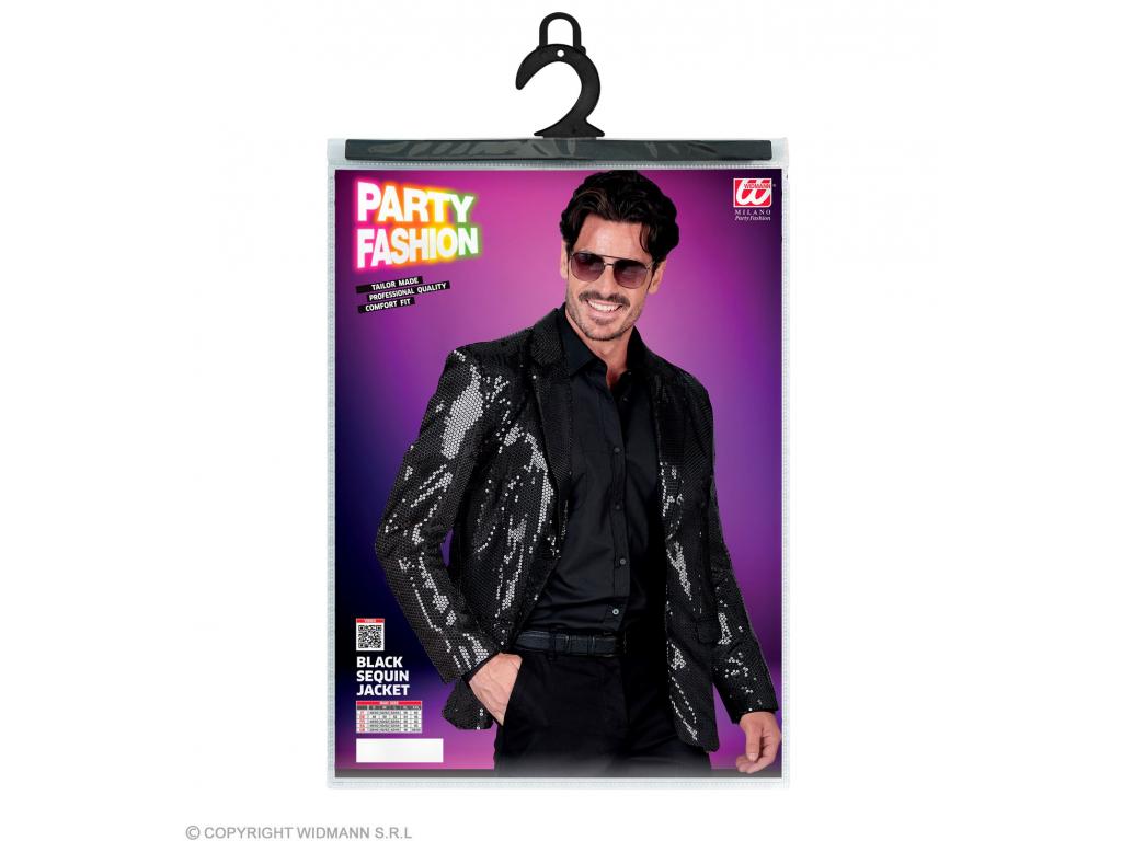 Party zakó csillogó fekete színű férfi jelmez