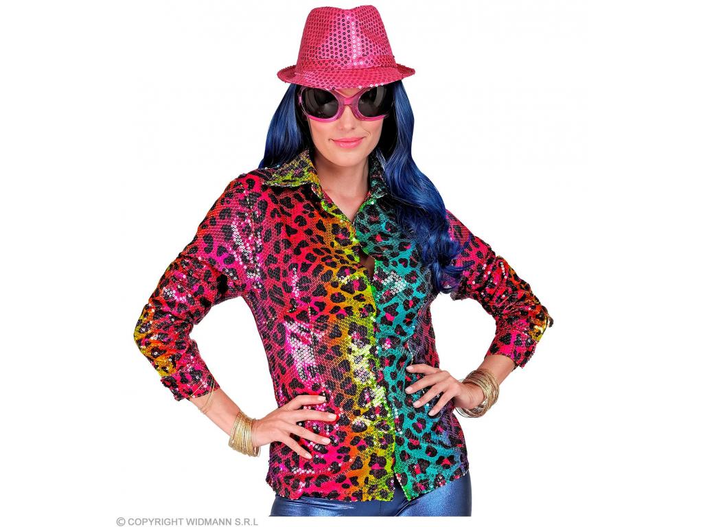 Party csillogó blúz színes leopárd mintás női jelmez