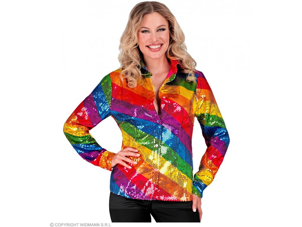 Party csillogó blúz szívárvány színű női jelmez