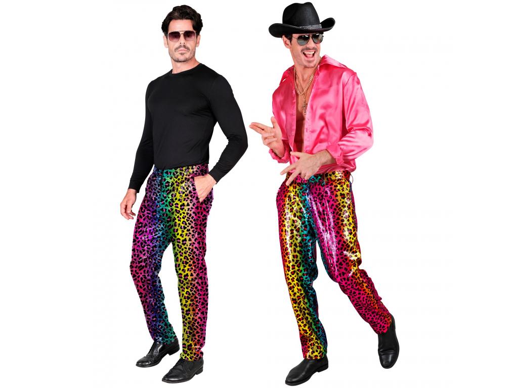 Leopárdmintás színes party nadrág férfi jelmez