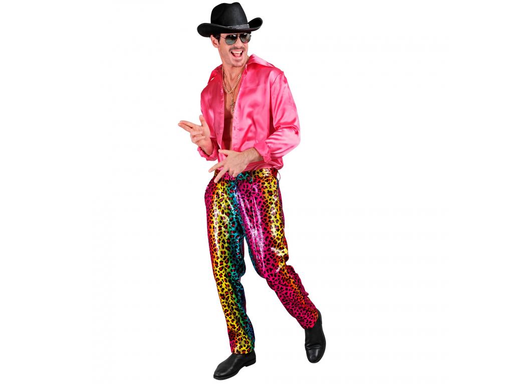 Leopárdmintás színes party nadrág férfi jelmez