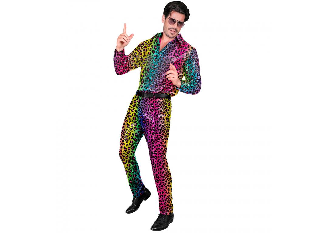 Leopárdmintás színes party nadrág férfi jelmez