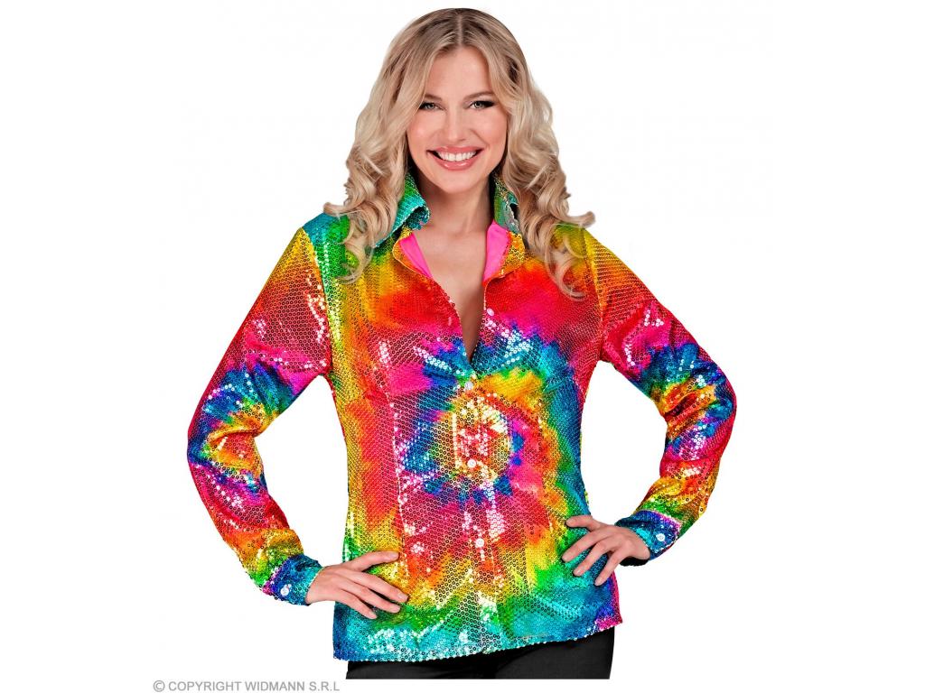 Party csillogó blúz Tie-Dye mintás női jelmez