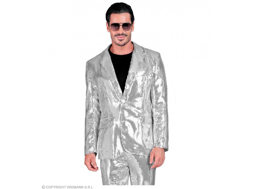 Party zakó csillogó ezüst színű férfi jelmez