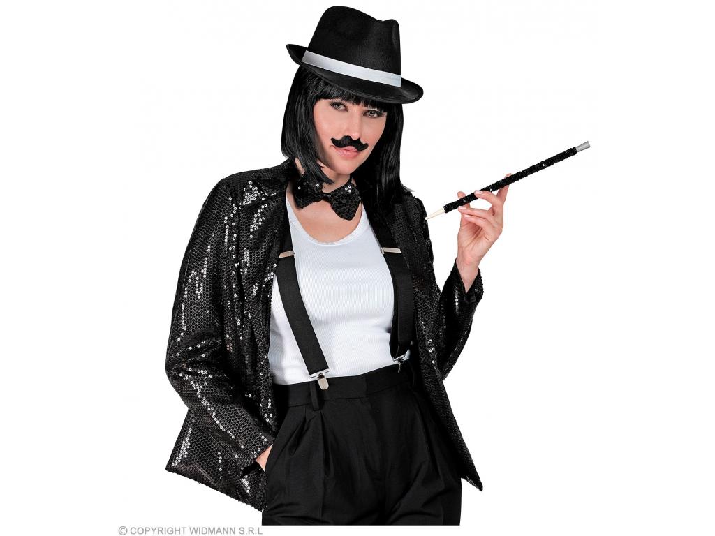 Party blézer csillogó fekete színű női jelmez