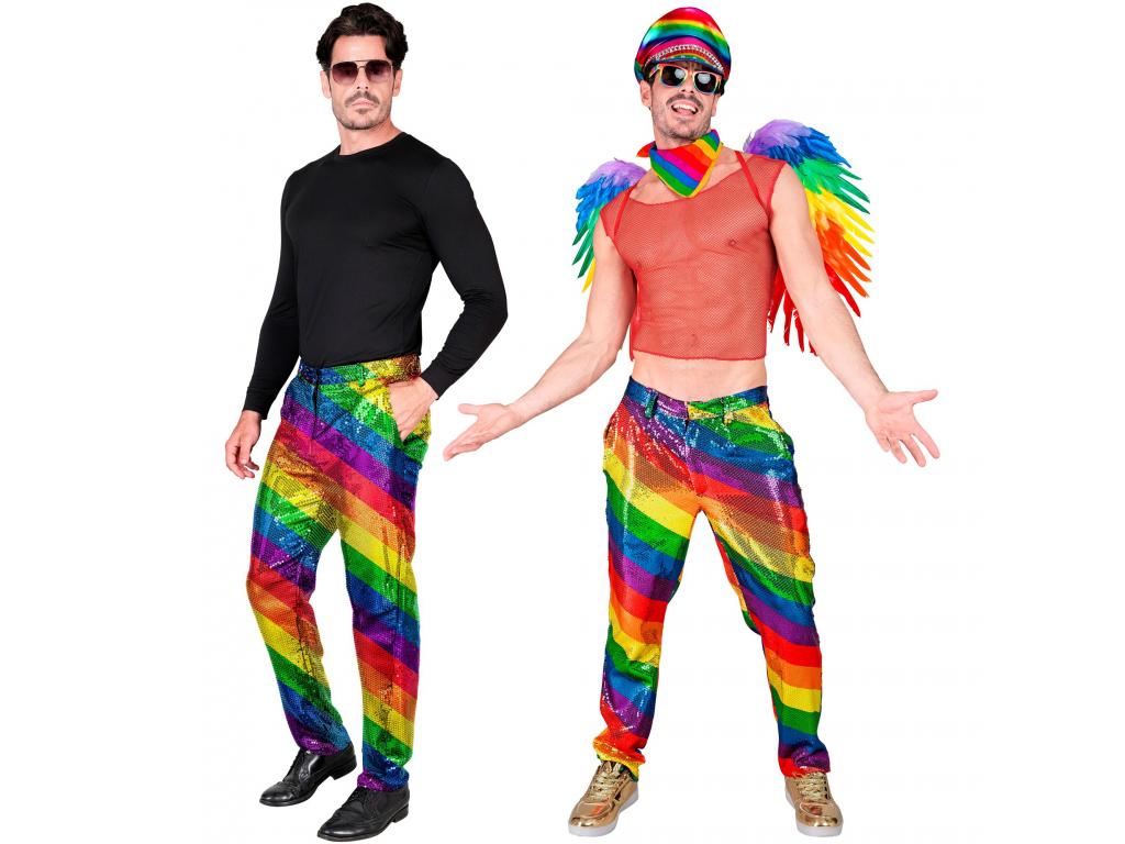 Szívárványmintás színes party nadrág férfi jelmez