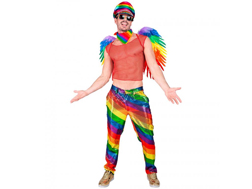 Szívárványmintás színes party nadrág férfi jelmez