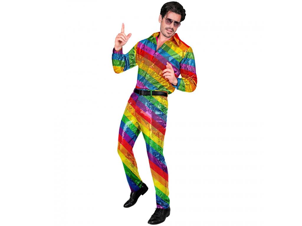 Szívárványmintás színes party nadrág férfi jelmez