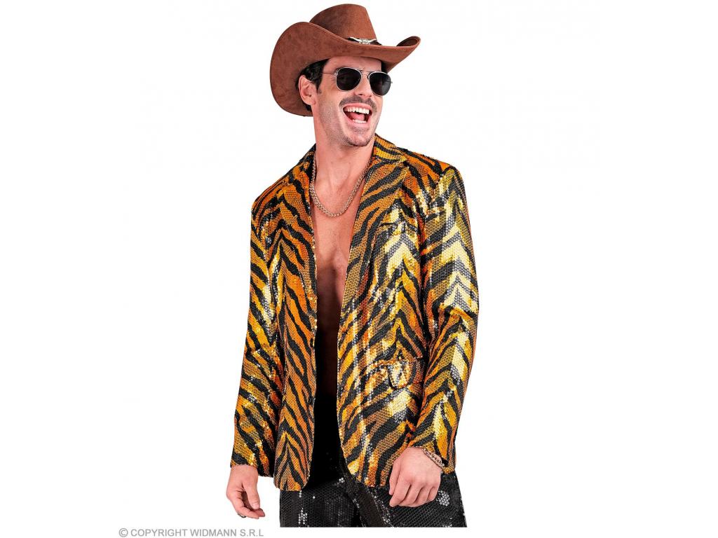 Party zakó csillogó tigris mintás férfi jelmez