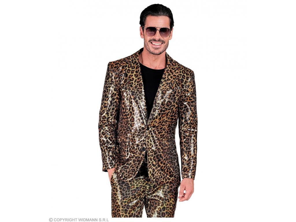 Party zakó csillogó leopárd mintás férfi jelmez