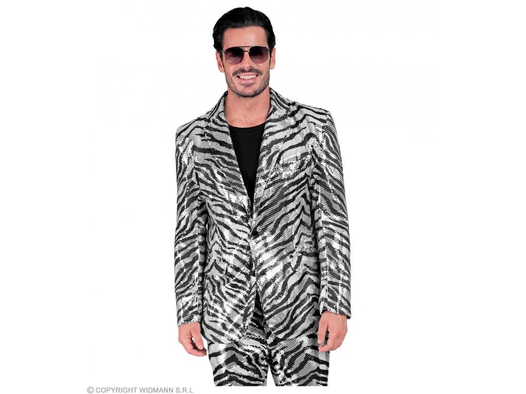 Party zakó csillogó zebra mintás férfi jelmez