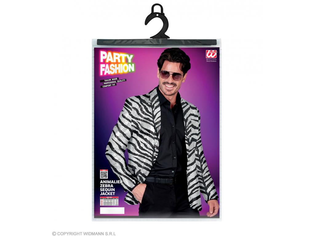 Party zakó csillogó zebra mintás férfi jelmez