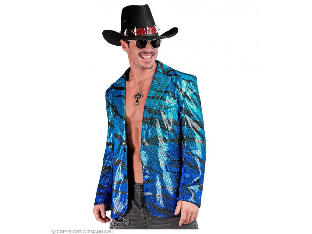 Party zakó csillogó kék hullám mintás férfi jelmez