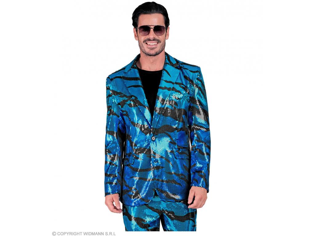 Party zakó csillogó kék hullám mintás férfi jelmez