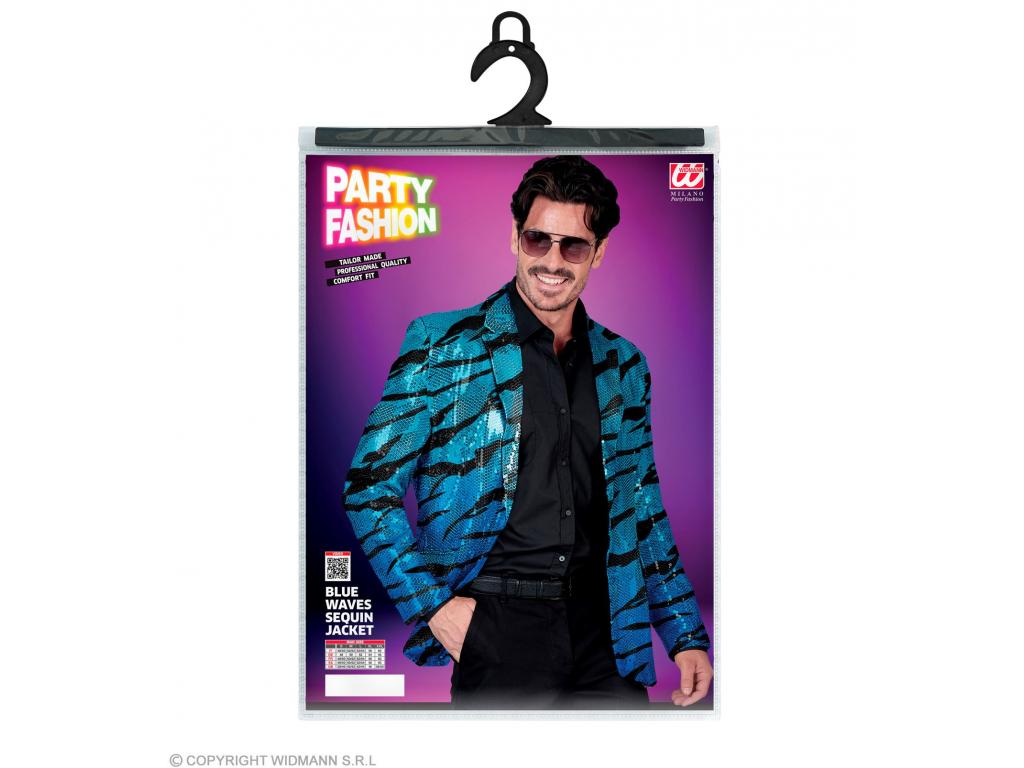 Party zakó csillogó kék hullám mintás férfi jelmez