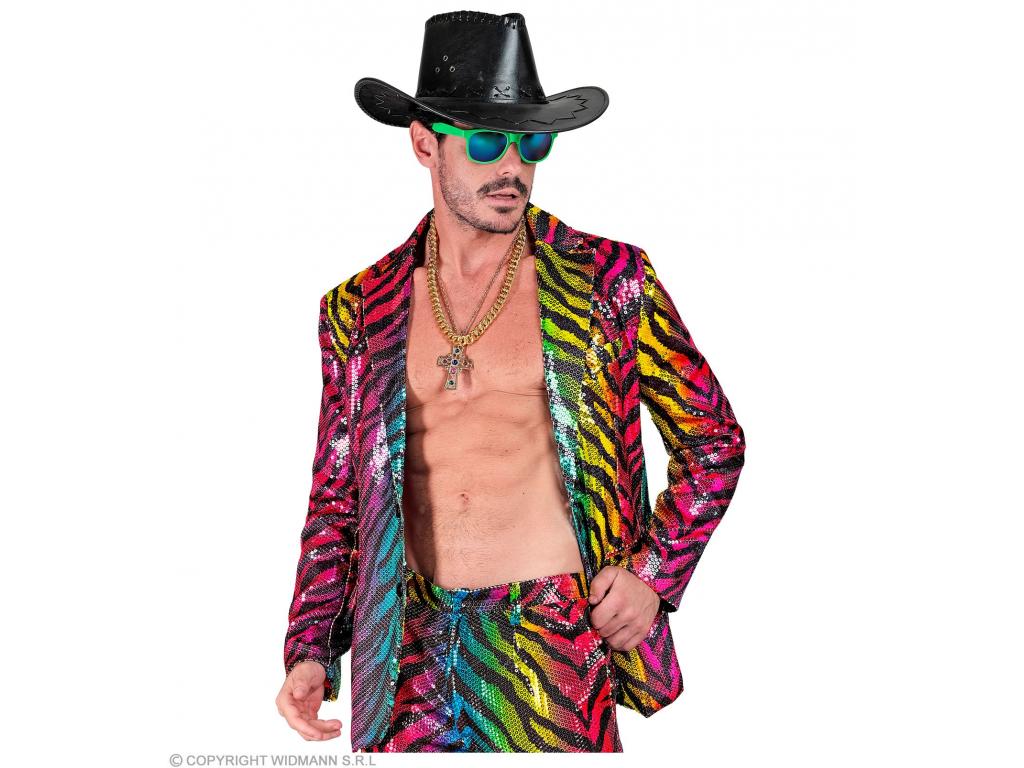 Party zakó csillogó színes tigris mintás férfi jelmez