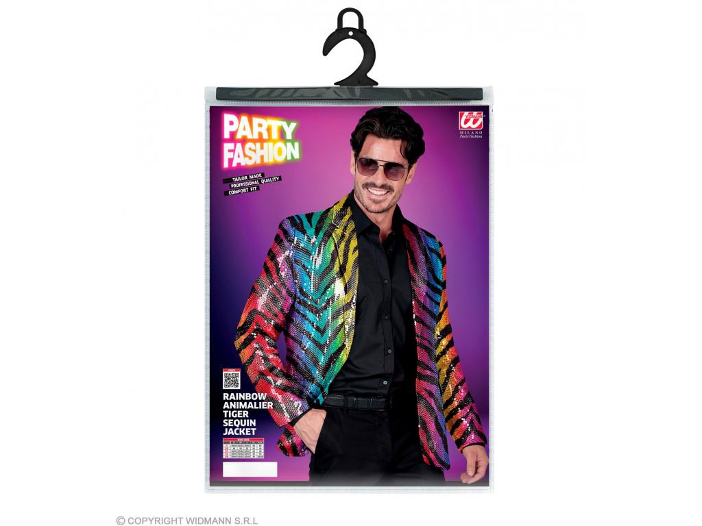 Party zakó csillogó színes tigris mintás férfi jelmez