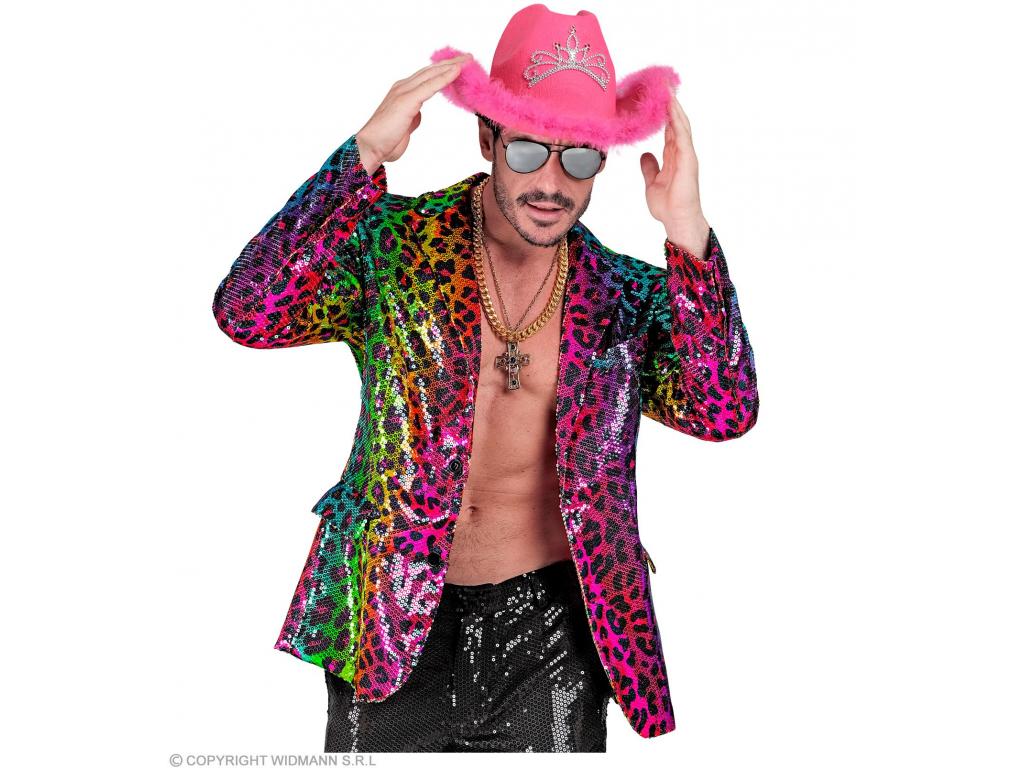 Party zakó csillogó színes leopárd mintás férfi jelmez