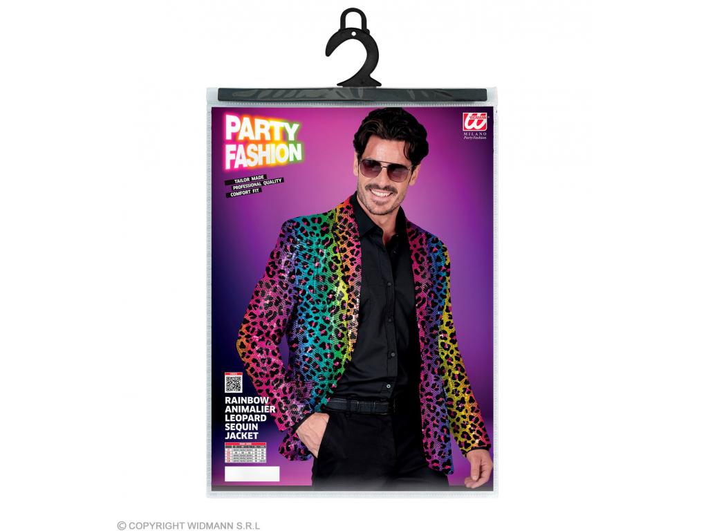 Party zakó csillogó színes leopárd mintás férfi jelmez