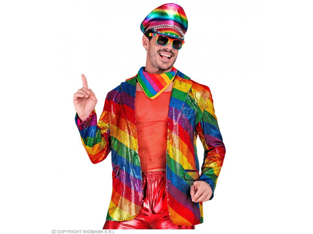 Party zakó csillogó színes szivárvány mintás férfi jelmez