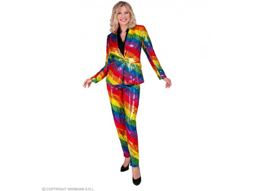 Party nadrág csillogó szivárvány mintás színes női jelmez