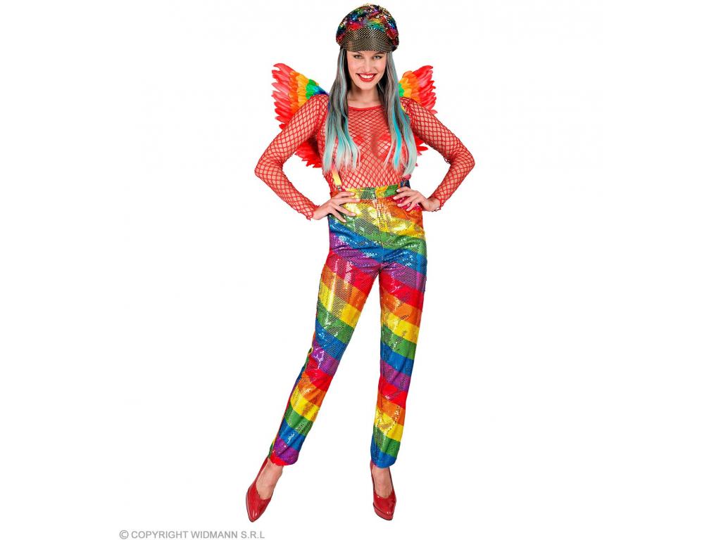 Party nadrág csillogó szivárvány mintás színes női jelmez