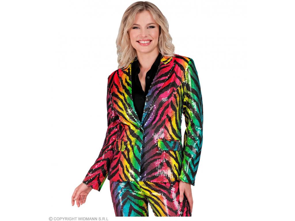 Party blézer színes csillogó tigris mintás női jelmez