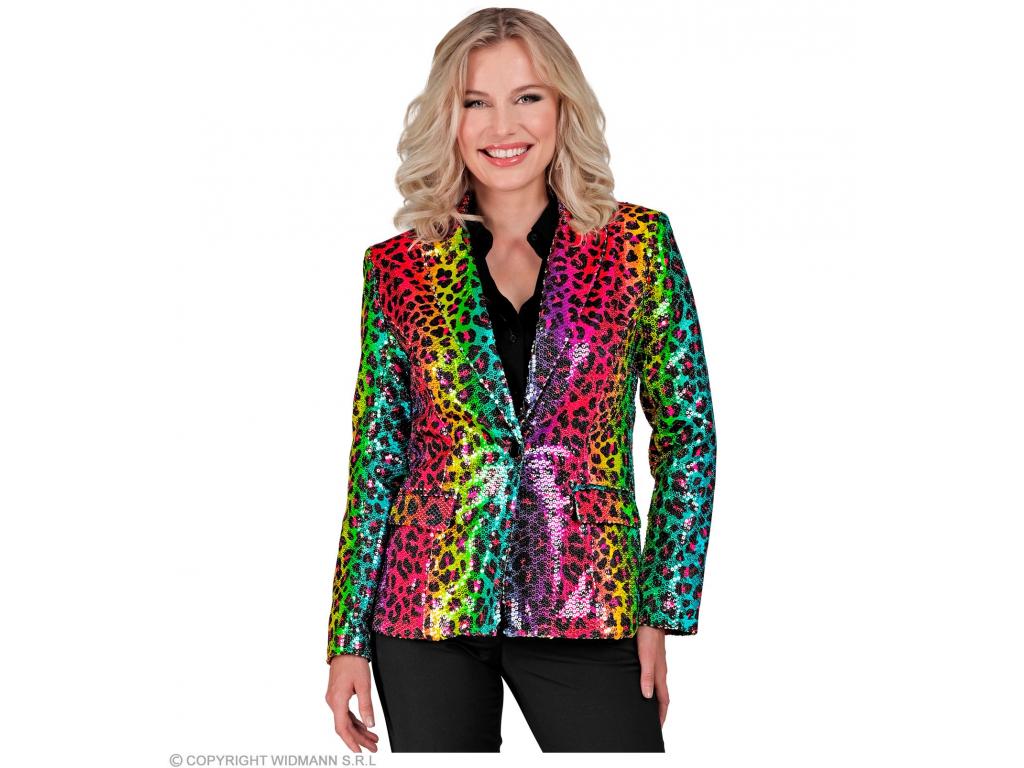 Party blézer színes csillogó leopárd mintás női jelmez